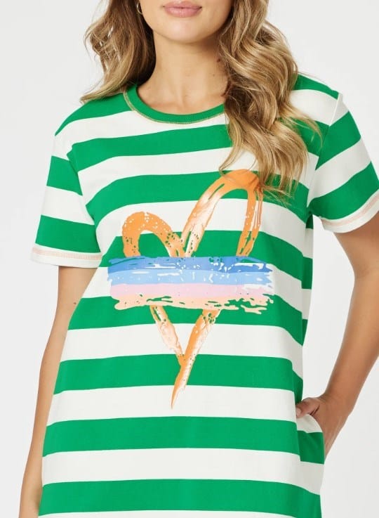 Load image into Gallery viewer, Threadz Womens Heart Stripe Dress
