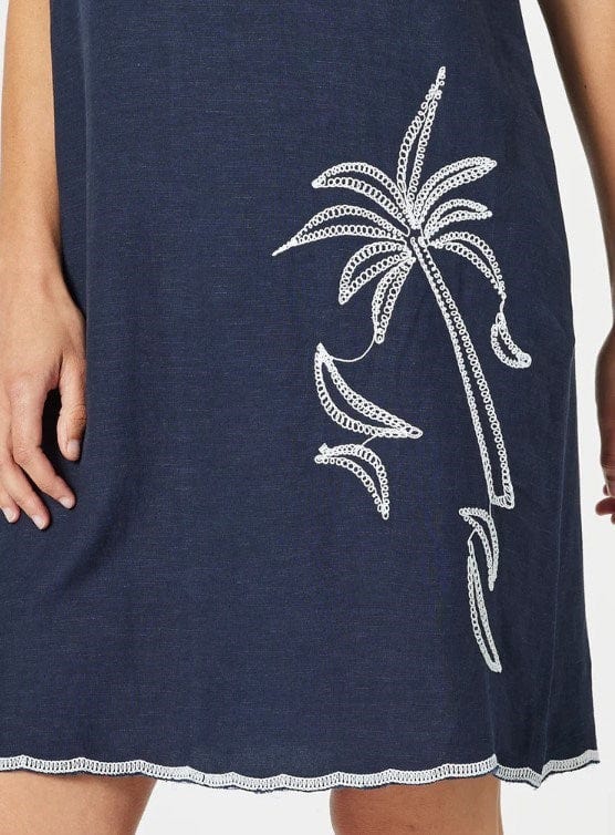 Load image into Gallery viewer, Gordon Smith Womens Palm Embroidered Lino Shift Dress
