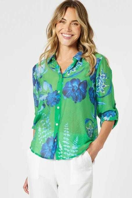 Gordon Smith Womens Garden Bloom Floral Sheer Shirt