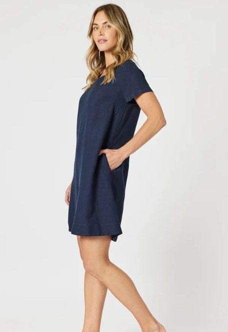 Gordon Smith Womens Lino Stitch Hem Detail Dress