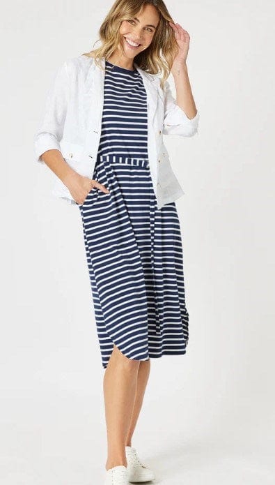 Load image into Gallery viewer, Gordon Smith Womens Nautical Stripe Print Dress
