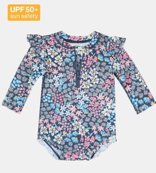 Toshi Girls Swim Long Sleeve Onesie - Wattle Dusk