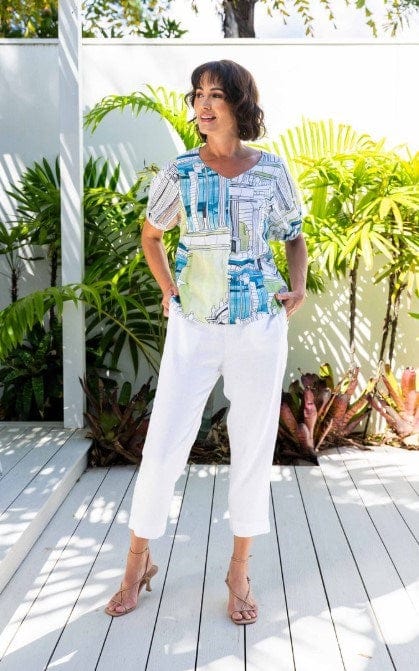 Load image into Gallery viewer, See Saw Womens Linen V Neck Swing Top - Rome

