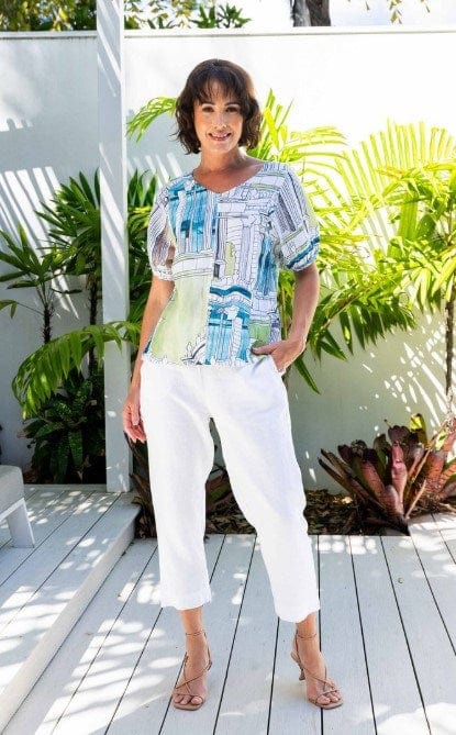 Load image into Gallery viewer, See Saw Womens Linen V Neck Swing Top - Rome
