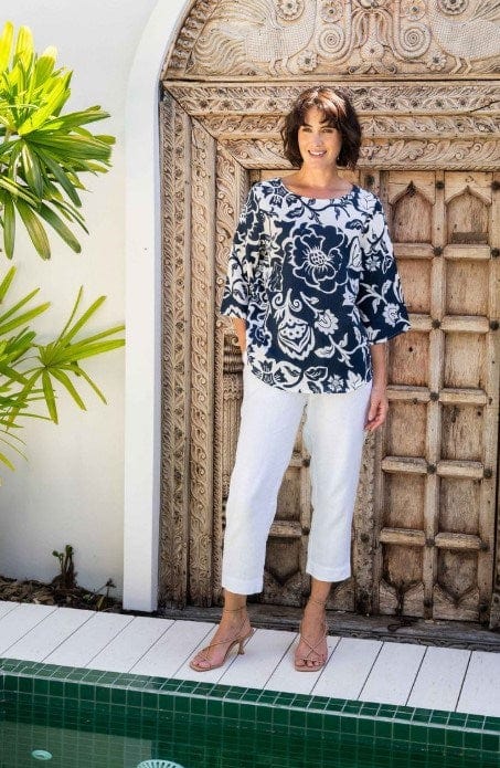 Load image into Gallery viewer, See Saw Womens 3/4 Sleeve Boat Top - Navy
