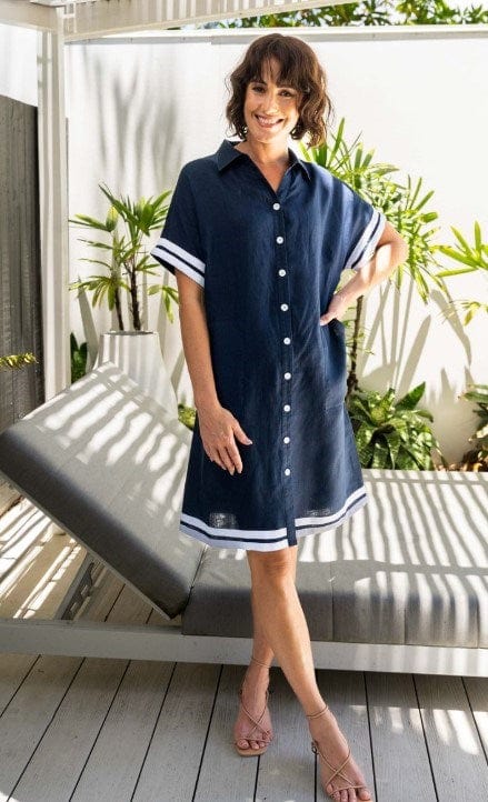 See Saw Womens Linen Collared Dress