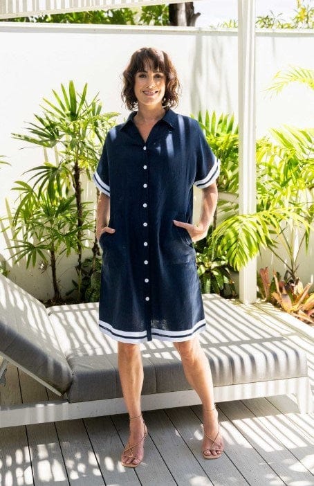 See Saw Womens Linen Collared Dress