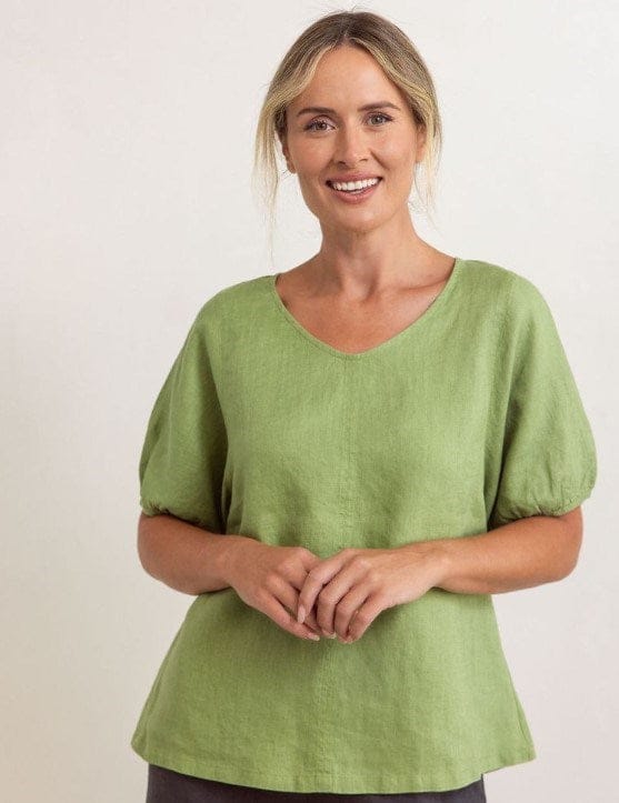 Load image into Gallery viewer, See Saw Womens Linen V Neck Swing Top - Denim
