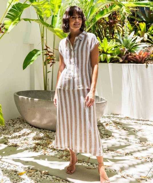 See Saw Womens Linen Twisted Long Line Skirt