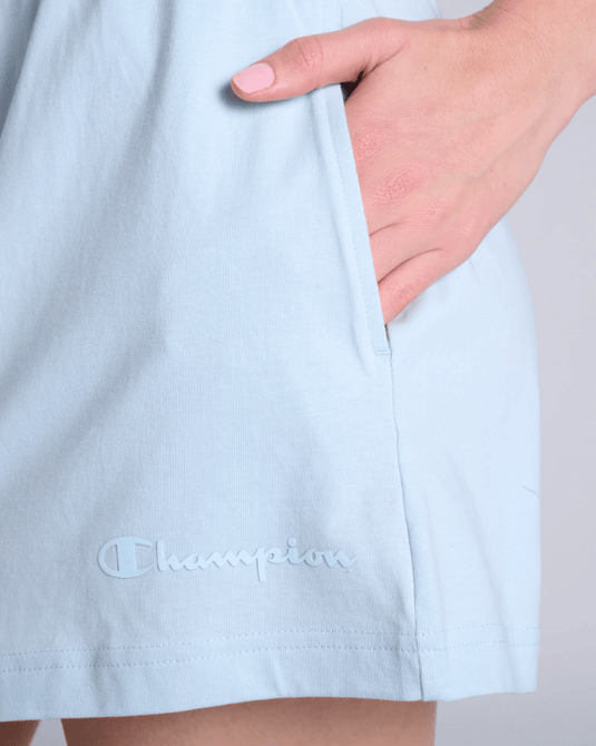 Champion Womens Tonal Script Jersey Short - Silence Blue