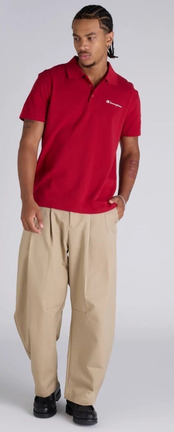 Champion Mens Script Pique Polo Shirt - Cardinal