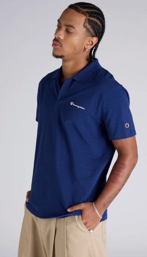 Load image into Gallery viewer, Champion Mens Script Pique Polo Shirt - Navy
