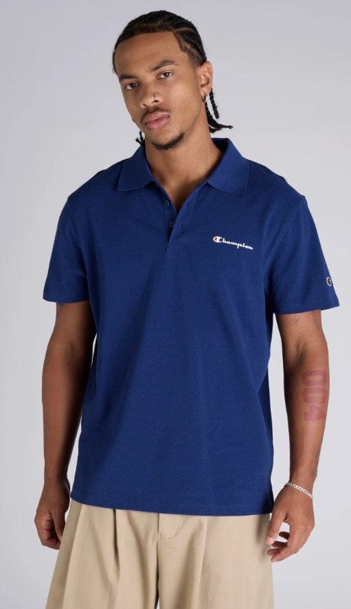 Champion Mens Script Pique Polo Shirt - Navy