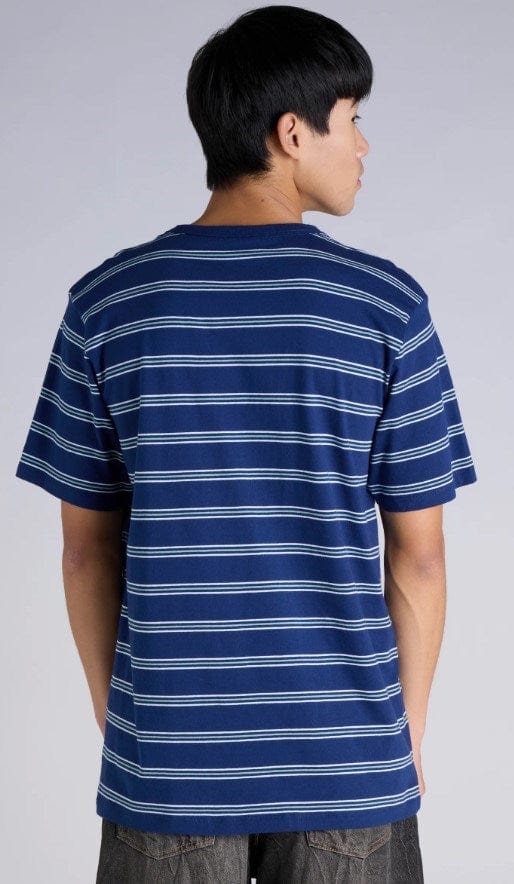 Load image into Gallery viewer, Champion Mens Script Stripe Tee - Blue Stripe
