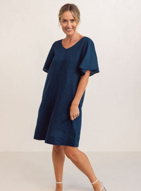 See Saw Womens V Neck Flutter Short Sleeve Dress