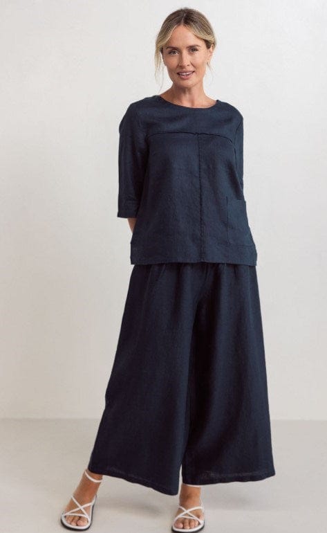 See Saw Womens 3/4 Sleeve Seam Detail Top