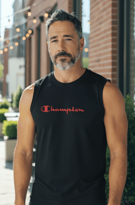 Load image into Gallery viewer, Champion Mens Puff Script Sleeveless Tank Top - Black
