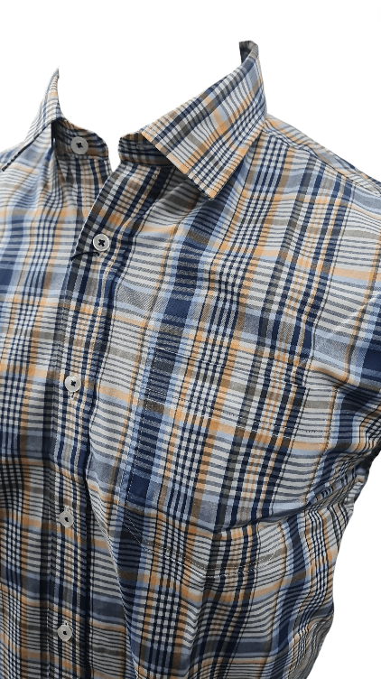 Back Bay Mens Cotton Spandex Check Short Sleeve Shirt