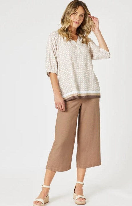 Gordon Smith Womens Lino Wide Leg Pant - Nutmeg