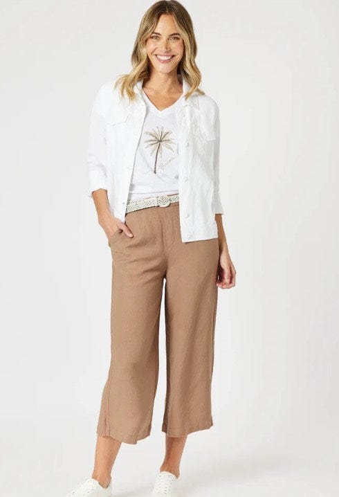 Load image into Gallery viewer, Gordon Smith Womens Lino Wide Leg Pant - Nutmeg
