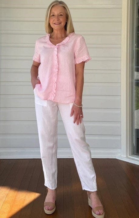 Gordon Smith Womens Tiffany Short Sleeve Linen Top