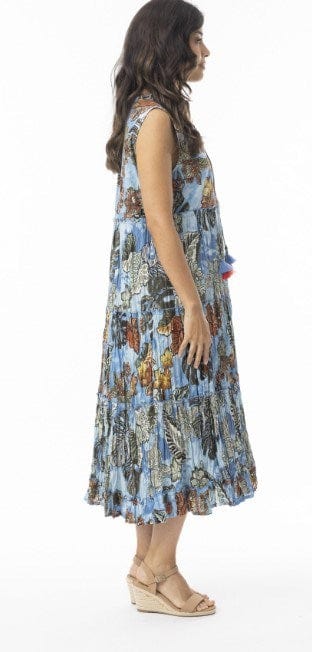 Orientique Womens Lima Blue Dress Layers Sleeveless
