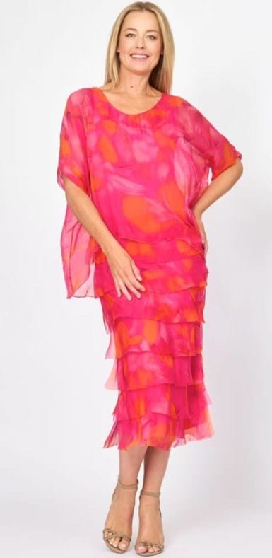 Load image into Gallery viewer, La Strada Womens Fuxcia Layers Dress
