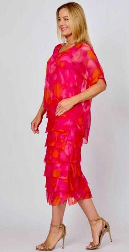 Load image into Gallery viewer, La Strada Womens Fuxcia Layers Dress
