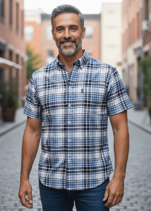 Aertex Mens Somerset FYU192 Cotton Shirt - Blue