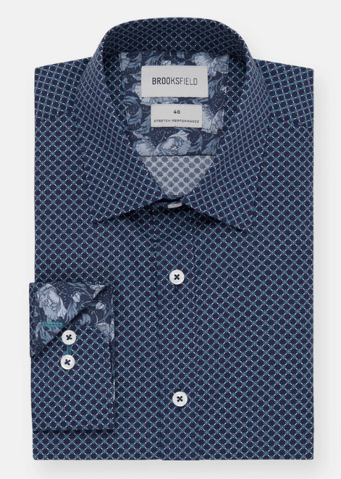 Load image into Gallery viewer, Brooksfield Mens Cotton Stretch Performance Regular Fit Shirt - Navy
