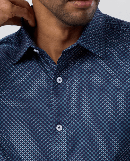 Brooksfield Mens Cotton Stretch Performance Plus Size Shirt - Navy