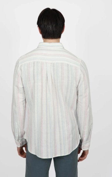 James Harper Mens Faded Pink Long Sleeve Stripe Shirt
