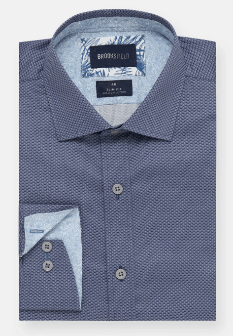 Load image into Gallery viewer, Brooksfield Mens Luxe Print Slim Fit Busines Shirt - Grey
