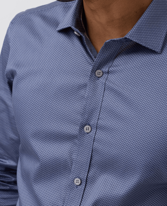 Brooksfield Mens Luxe Print Slim Fit Busines Shirt - Grey