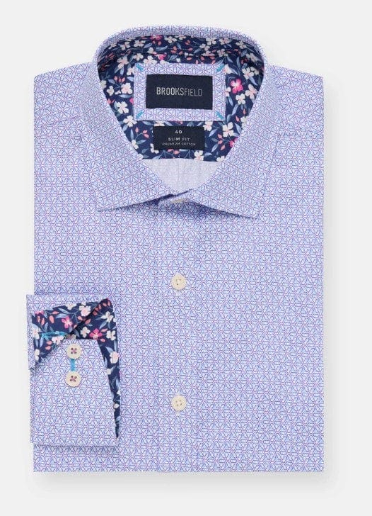 Load image into Gallery viewer, Brooksfield Mens Luxe Print Slim Fit Busines Shirt - Lilac
