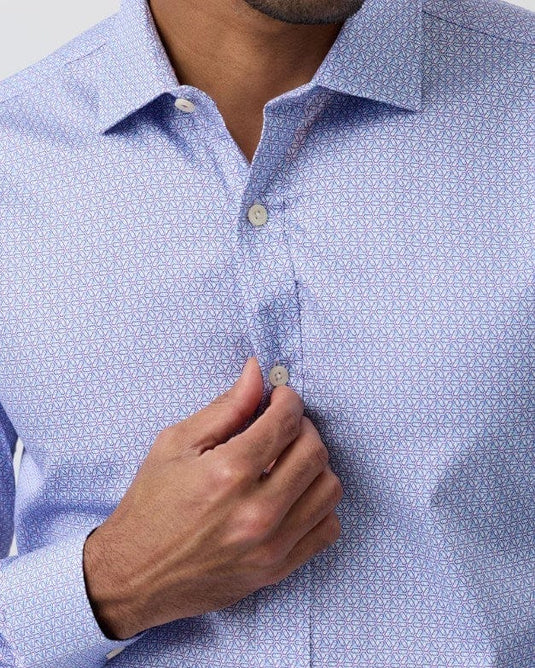 Brooksfield Mens Luxe Print Slim Fit Busines Plus Size Shirt - Lilac