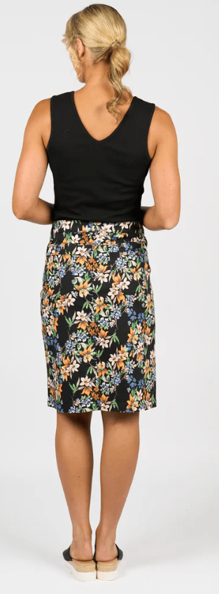 Vassalli Womens Printed Lightweight Skirt With Centre Back Vent Skirt- Grove