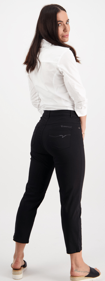 Vassalli Womens Skinny Leg 7/8 Length Lightweight Pant - Black