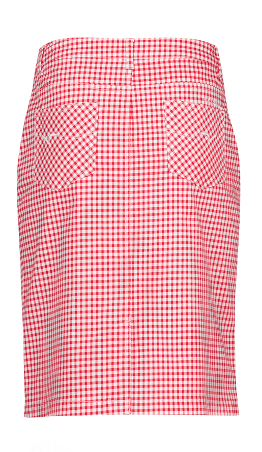 Load image into Gallery viewer, Vassalli Womens Printed Lightweight Skirt With Centre Back Vent Skirt - Red Gingham
