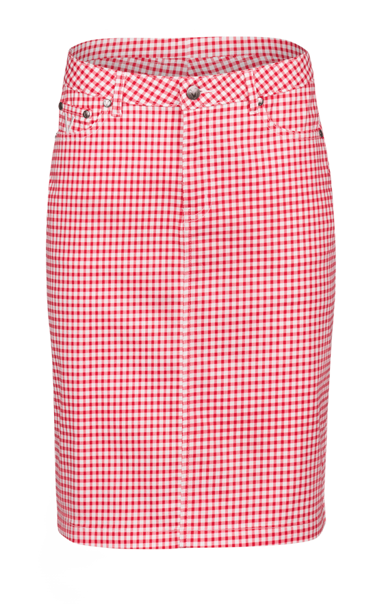 Load image into Gallery viewer, Vassalli Womens Printed Lightweight Skirt With Centre Back Vent Skirt - Red Gingham
