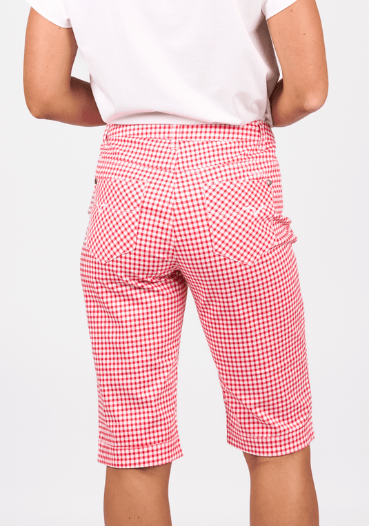 Vassalli Womens Printed Lightweight Straight Leg Short - Red Gingham