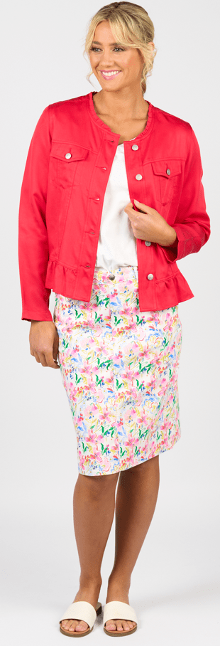 Vassalli Womens Printed Lightweight Skirt With Centre Back Vent Skirt- Porto