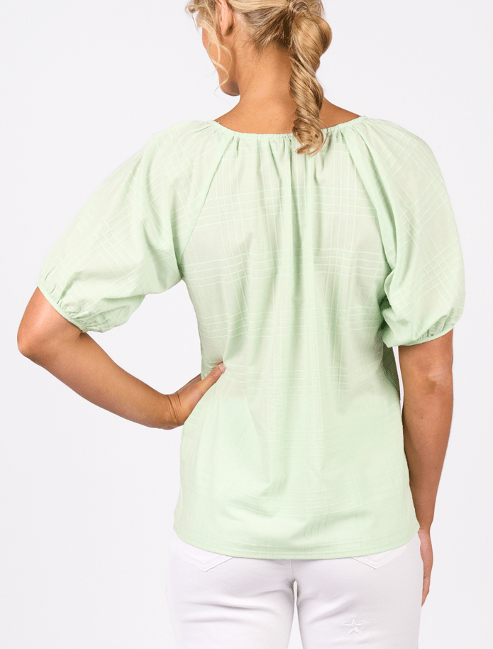 Load image into Gallery viewer, Vassalli Womens Plain V Neck Top With Floaty Sleeve Tops- Mint
