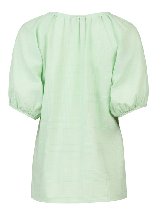 Vassalli Womens Plain V Neck Top With Floaty Sleeve Tops- Mint