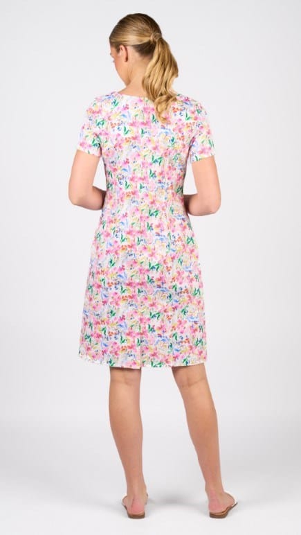 Load image into Gallery viewer, Vassalli Womens Printed Lightweight Fitted Dress With Short Sleeve
