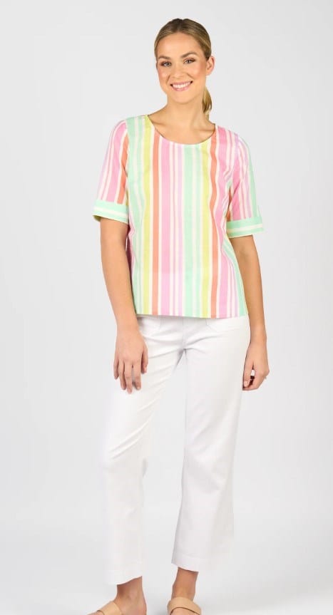 Load image into Gallery viewer, Vassalli Womens Round Neck Top With Elbow Length Sleeve
