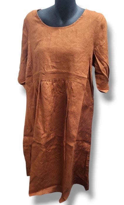Corfu Womens Summer Linen Dress - Coffee House