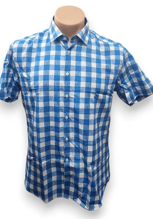 Cambridge Mens Portsea Modern Fit Short Sleeve Shirt - Mid Blue