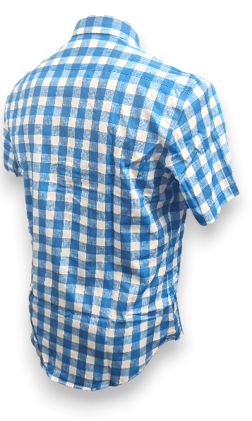 Cambridge Mens Portsea Modern Fit Short Sleeve Shirt - Mid Blue