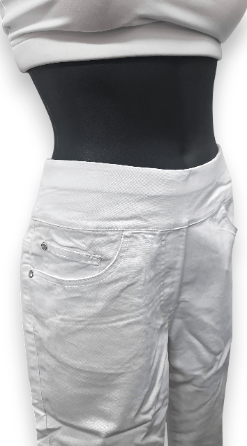 Load image into Gallery viewer, Emily Womens Denim Capri White Pant
